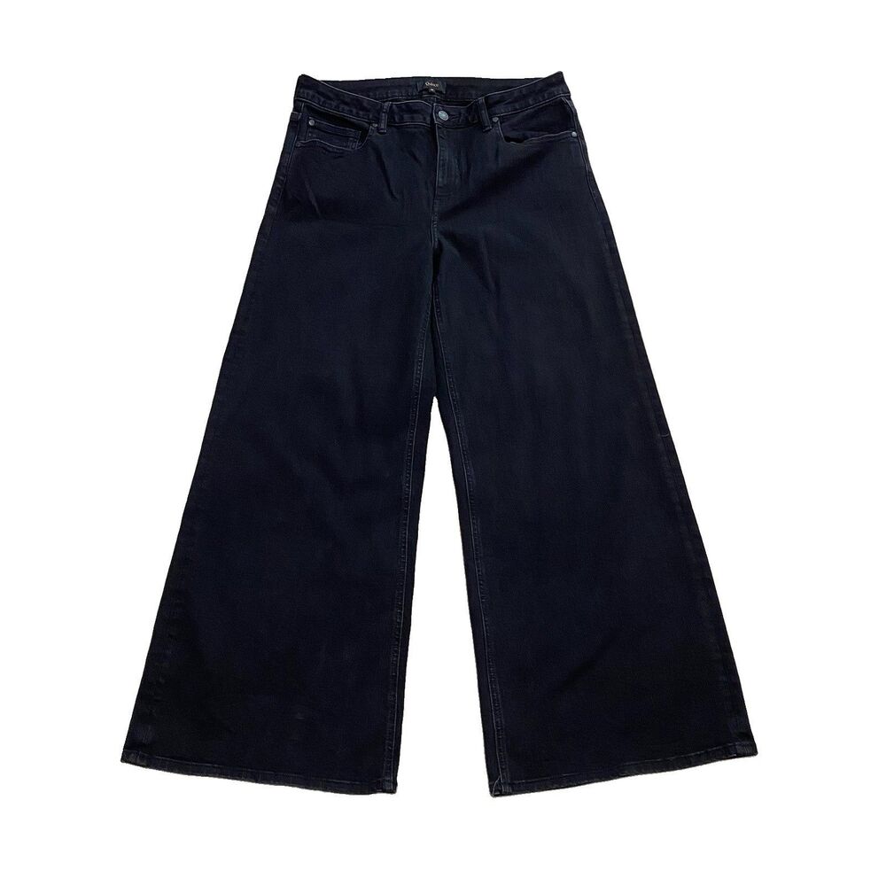 Quince Jeans Womens 32 (33x29) Black Bella Stretch Wide Leg Boho Denim
